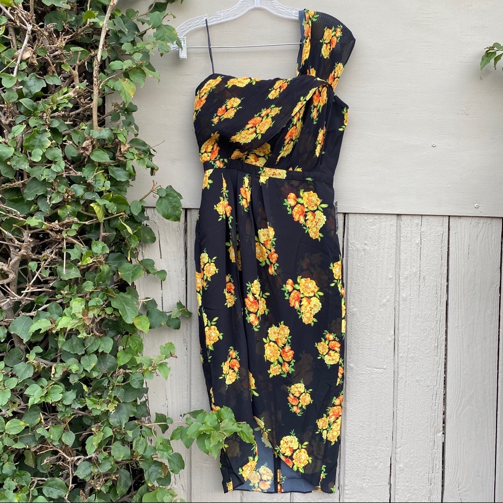 COOPER ST. Chiffon Floral one shoulder dress Wedding guest dress